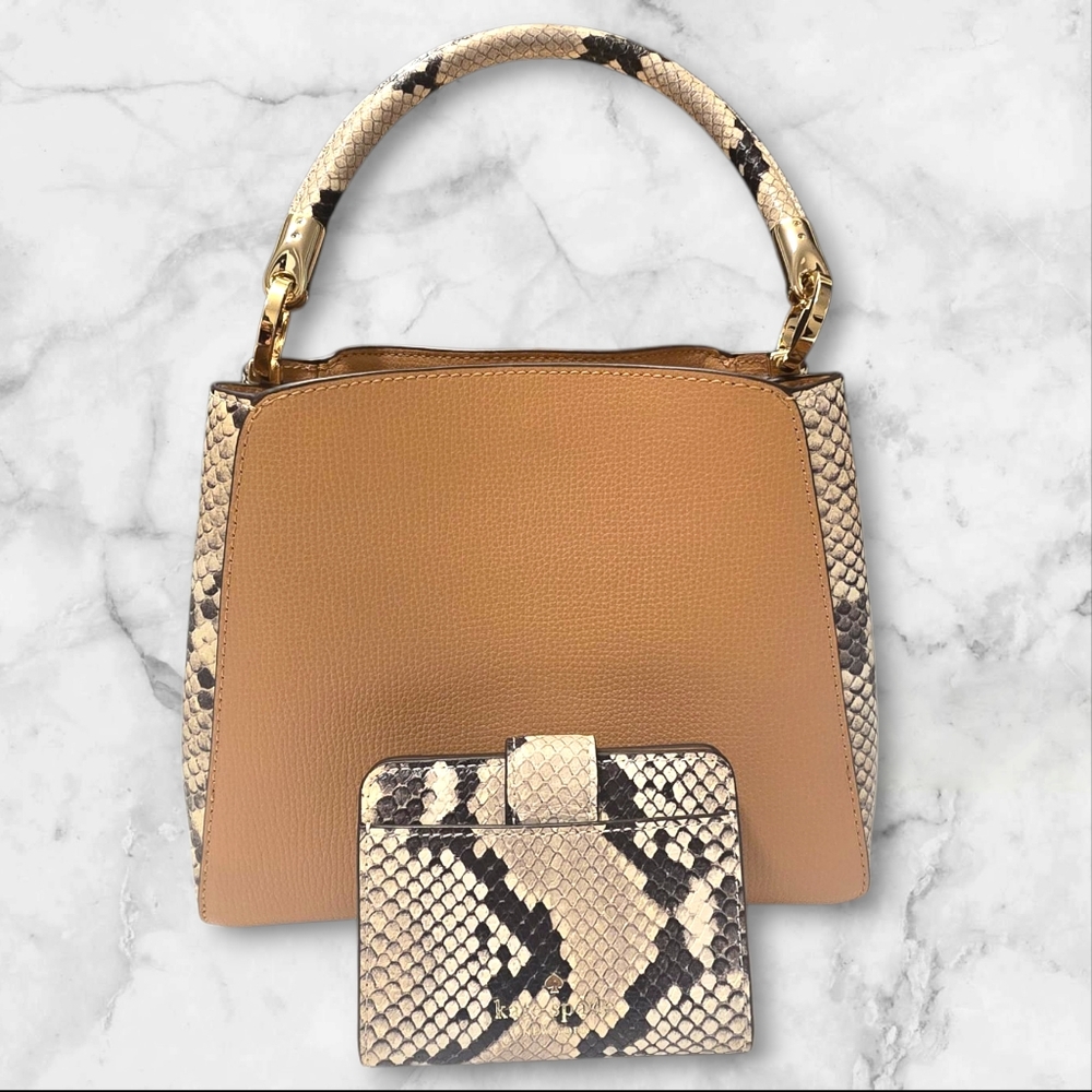 Kate Spade New York Phoebe Snake Embossed Crossbody Satchel &‎ Matching Wallet - Picture 4 of 15